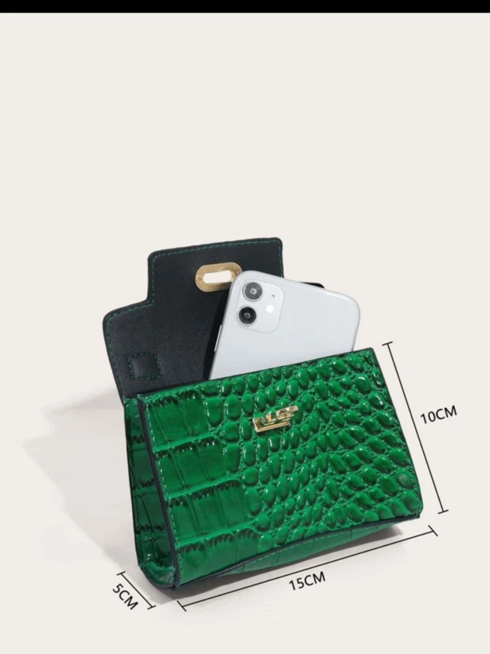 Green Croc-Embossed Top Handle Bag - Women - Picture 5 of 5